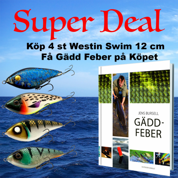 Super Deal - 4st Westin Swim 12 cm plus Gädd Feber i gruppen Fyndlådan hos Örebro Fiske & Outdoor AB (Swim Pike Fever)